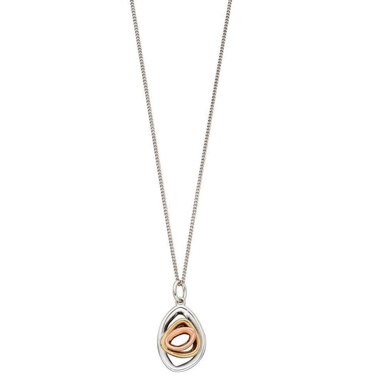 9ct 3 Colour Gold Organic Circle Pendant and Chain