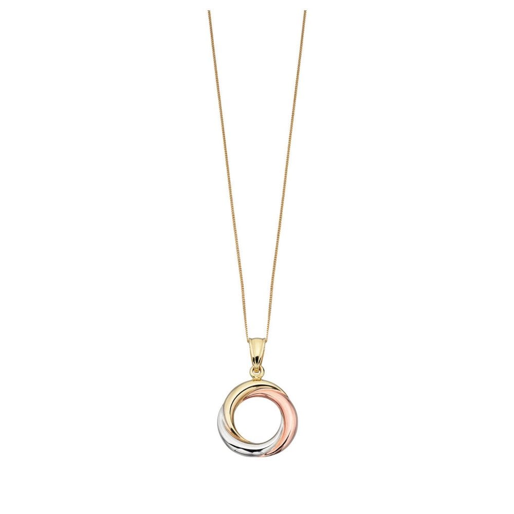 9ct Gold 3 Colour Twisted Circle Pendant