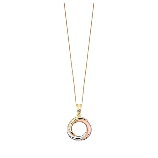 9ct Gold 3 Colour Twisted Circle Pendant
