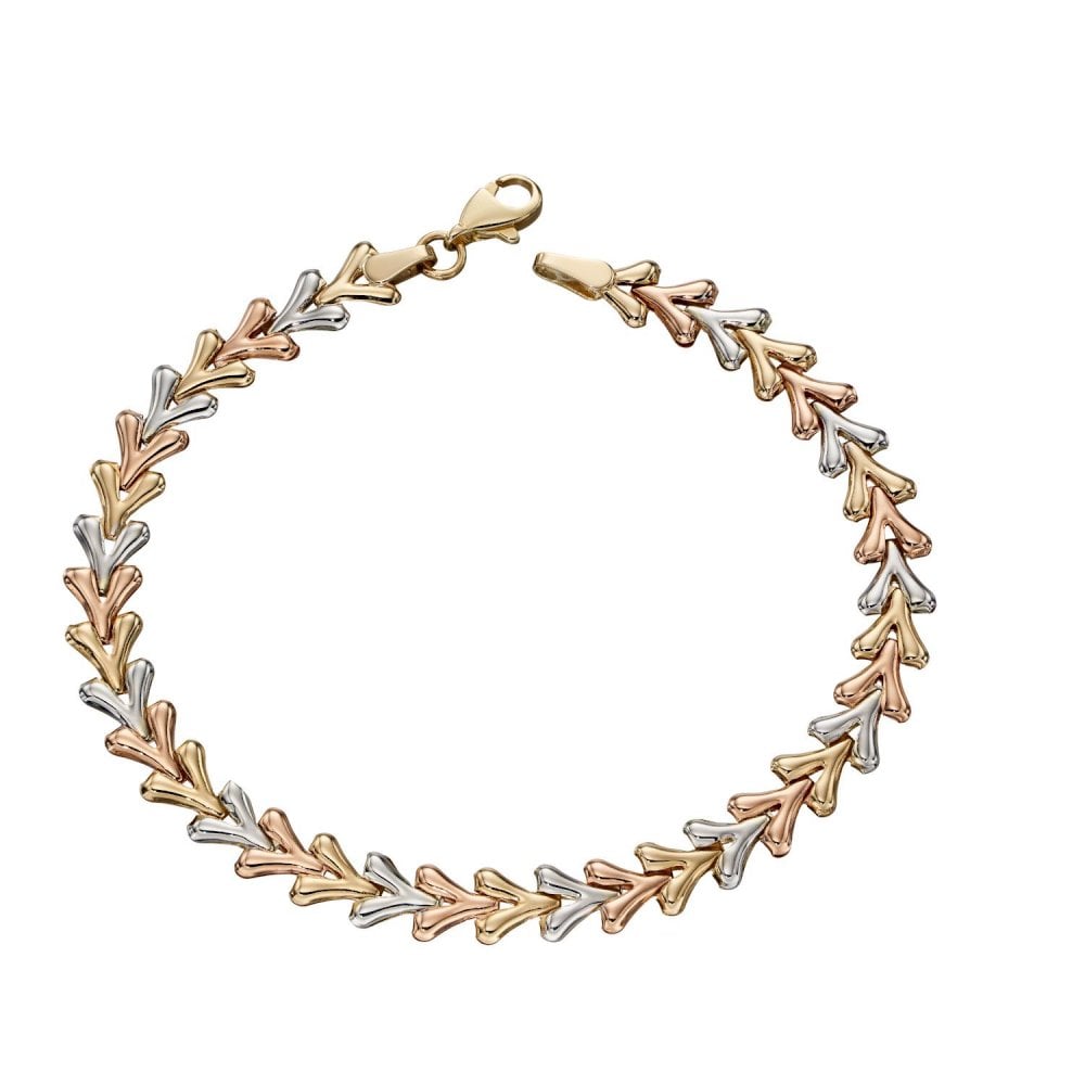 9ct Gold 3 Colour Wishbone Deisgn Bracelet