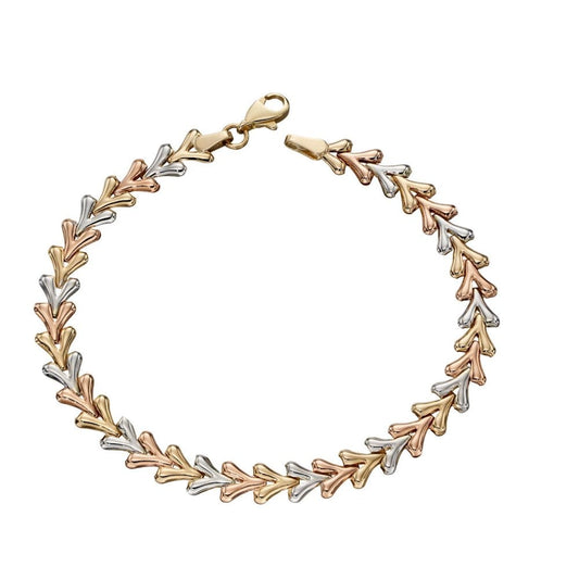 9ct Gold 3 Colour Wishbone Deisgn Bracelet