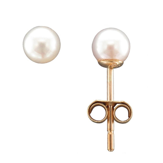 9ct Gold 4.5mm White Cultured Pearl Stud Earrings
