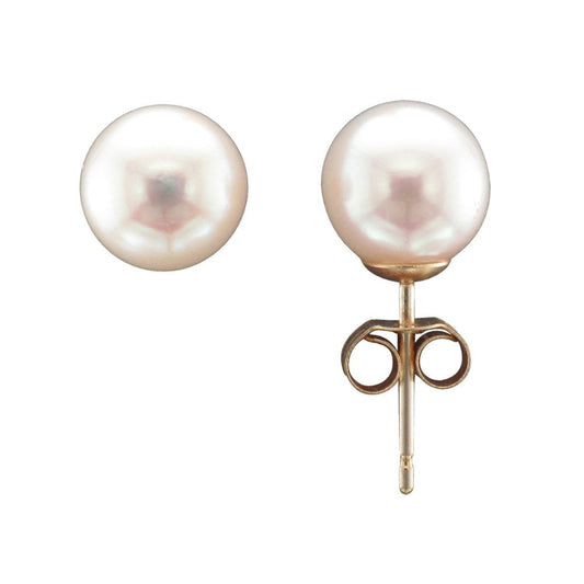 9ct Gold 9.5mm White Cultured Pearl Stud Earrings