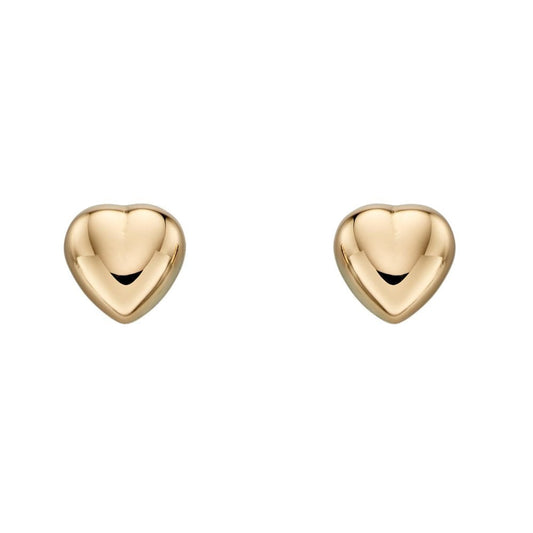9ct Gold Heart Stud Earrings