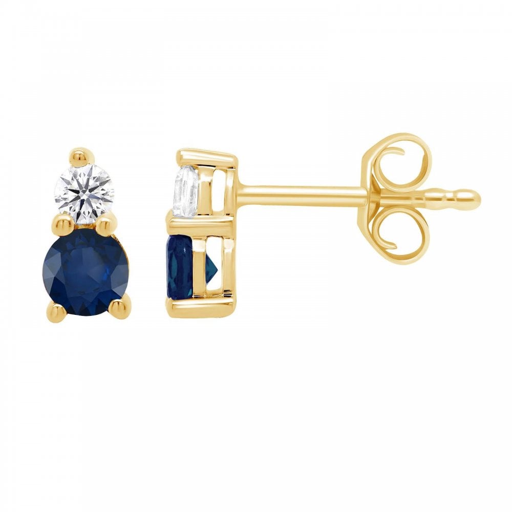 9ct Gold Lab Created Sapphire & Diamond Earrings