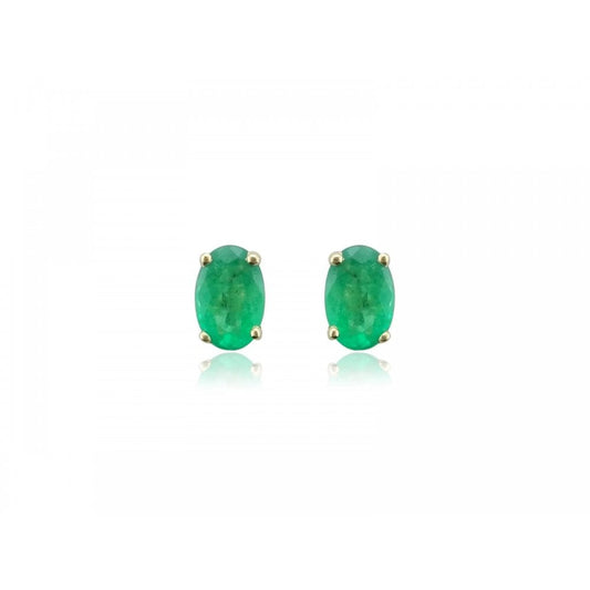 9ct Gold Oval Emerald Studs