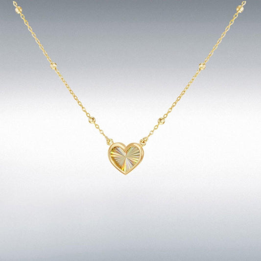 9ct Gold Rainbow Heart Curb Adj Necklace 18"