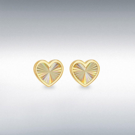 9ct Gold Rainbow Heart Stud Earrings