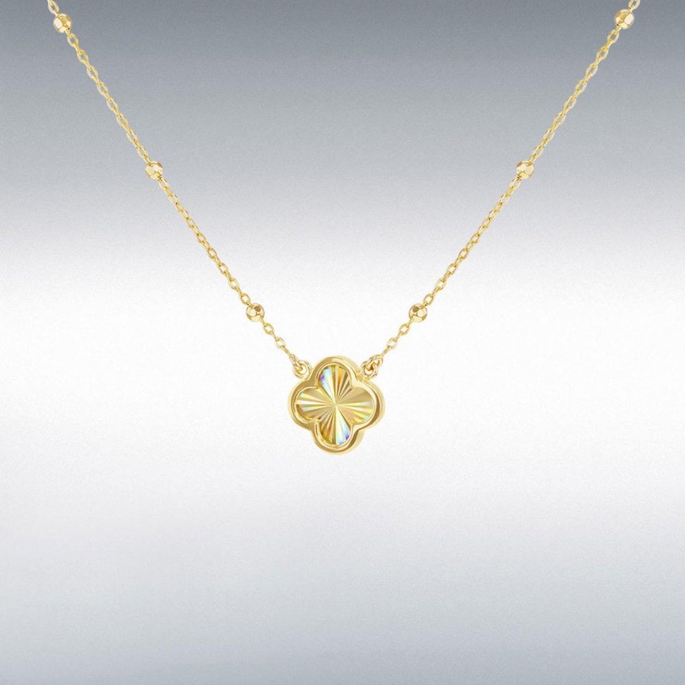 9ct Gold Rainbow Petal Curb Adj Necklace 18"
