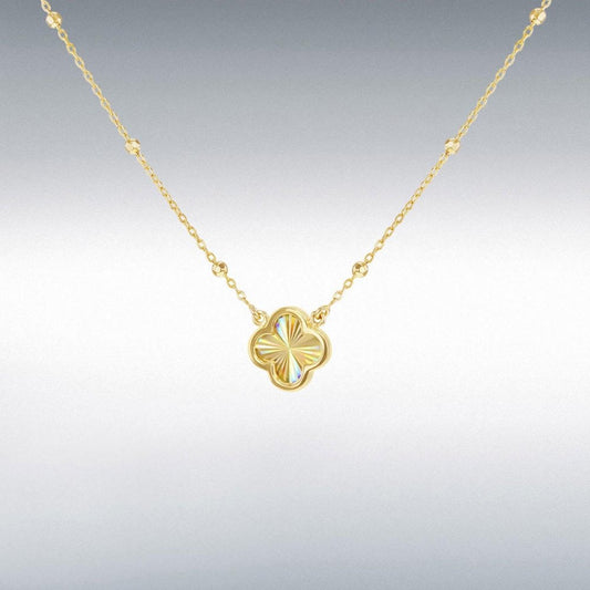 9ct Gold Rainbow Petal Curb Adj Necklace 18"