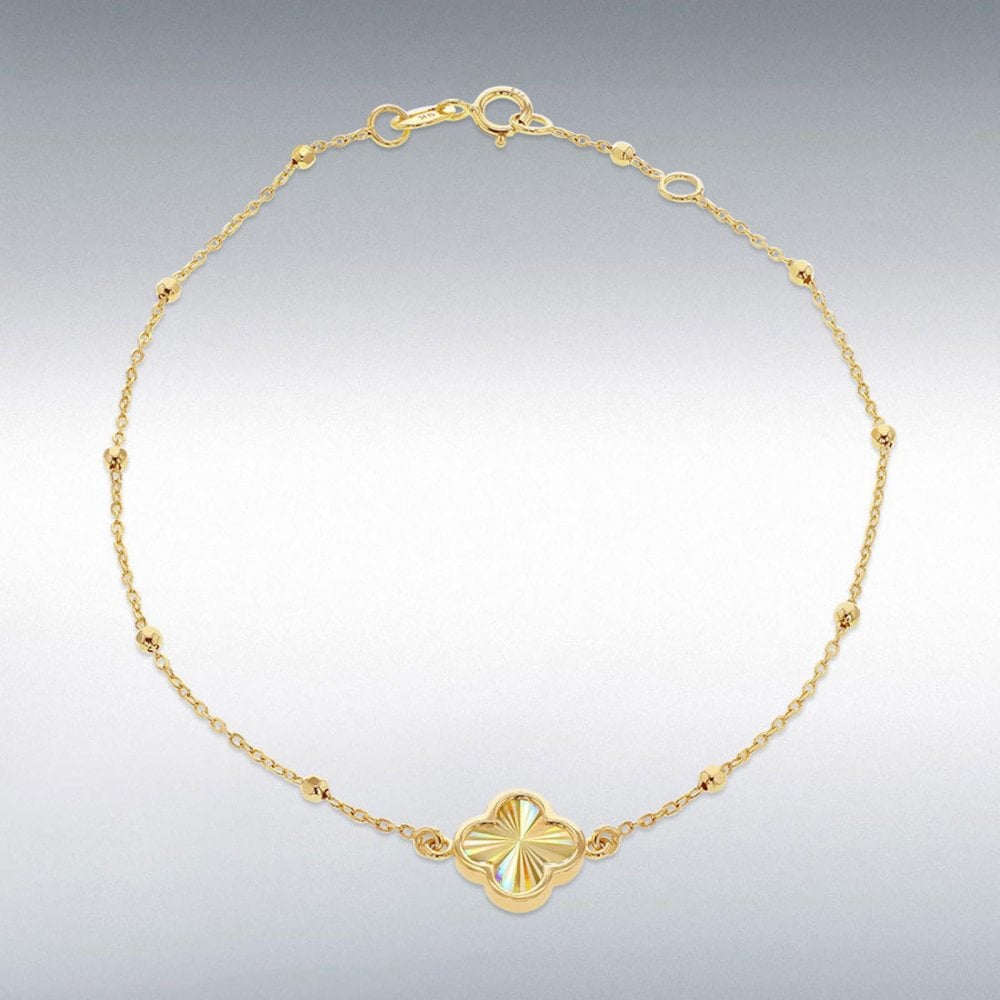9ct Gold Rainbow Petal Curb Bracelet 7.5"