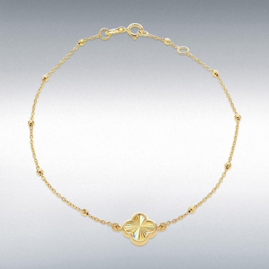 9ct Gold Rainbow Petal Curb Bracelet 7.5"