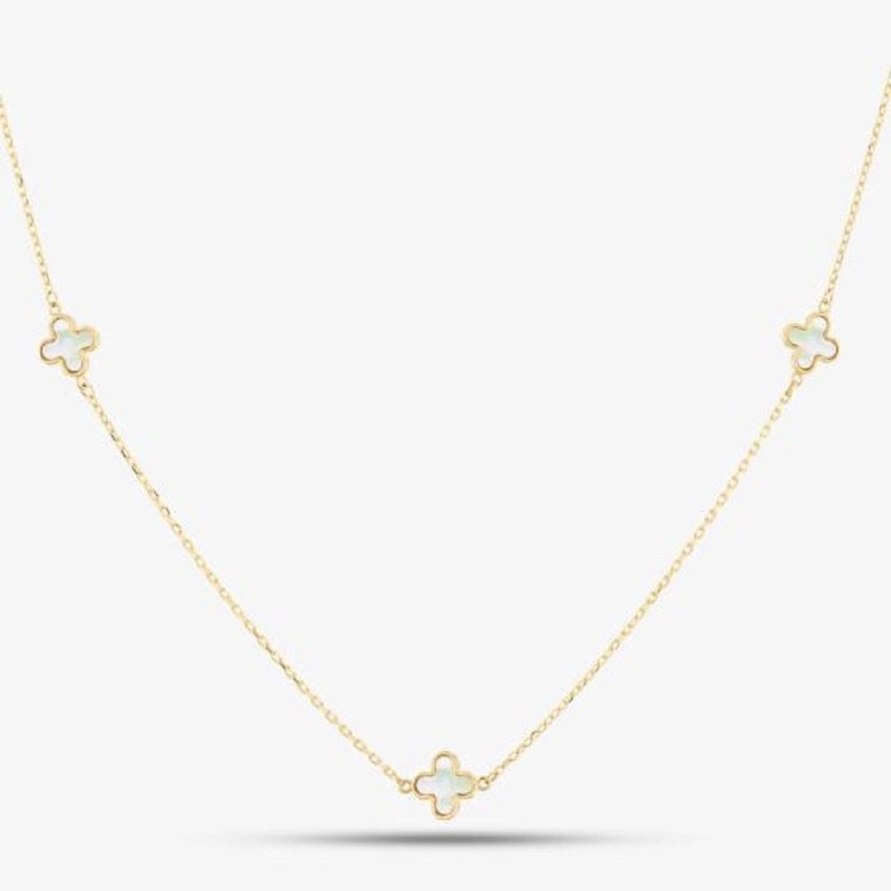 9ct Mother of Pearl Clover Petal Necklace