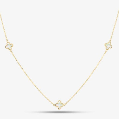 9ct Mother of Pearl Clover Petal Necklace