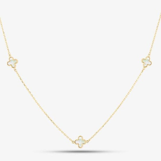 9ct Mother of Pearl Clover Petal Necklace