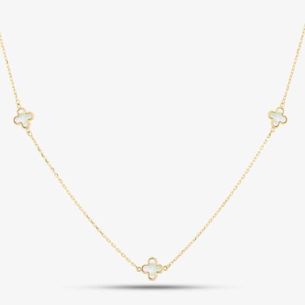 9ct Mother of Pearl Clover Petal Necklace