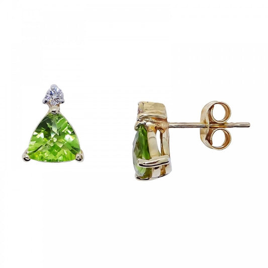 9ct Peridot & Diamond Stud Earrings 0.08ct