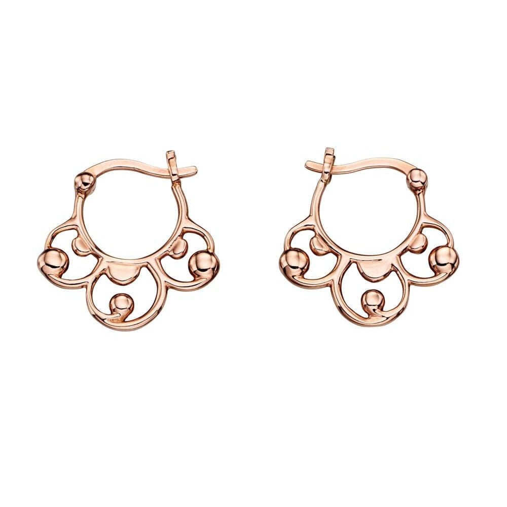 9ct Rose Gold Baroque Creole Style Hoop Earrings
