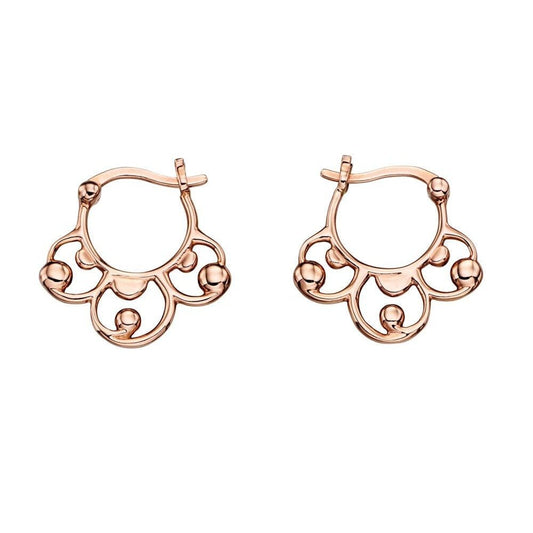 9ct Rose Gold Baroque Creole Style Hoop Earrings