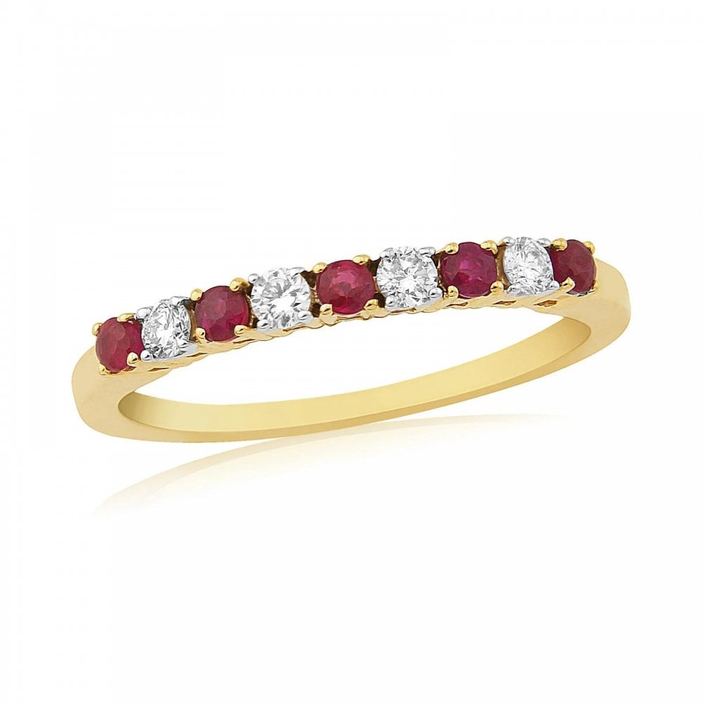 9ct Ruby and Diamond Half Eternity Ring