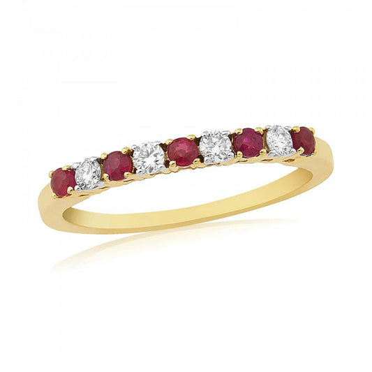 9ct Ruby and Diamond Half Eternity Ring