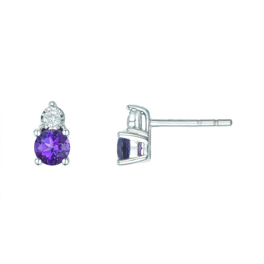 9ct White Dia Amethyst Illusion Stud Earrings