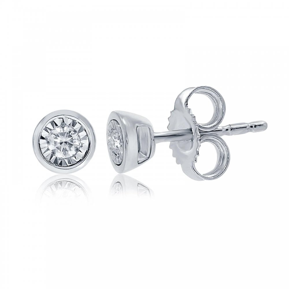 9ct White Gold 0.12ct Diamond Stud Earrings