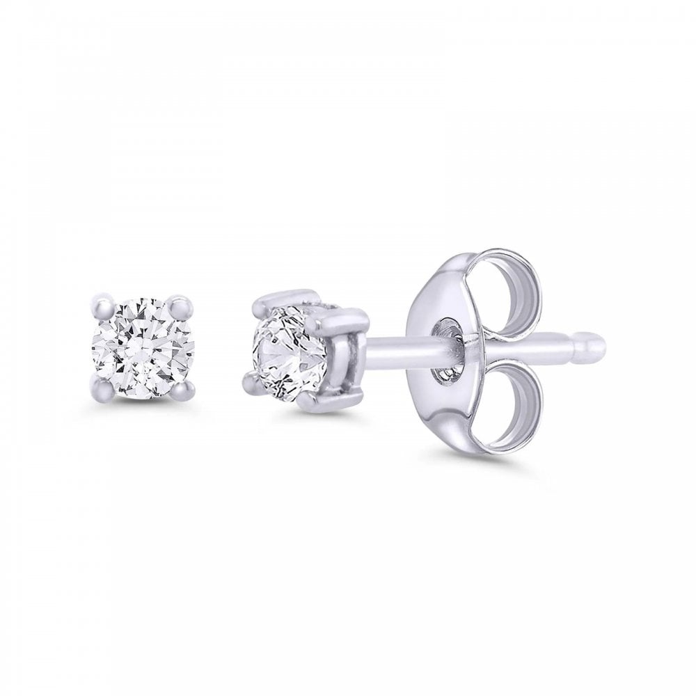 9ct White Gold 0.20ct 4 Claw Diamond Stud Earrings