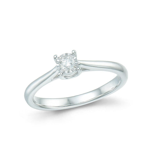 9ct White Gold 0.8ct Diamond Ring Size M
