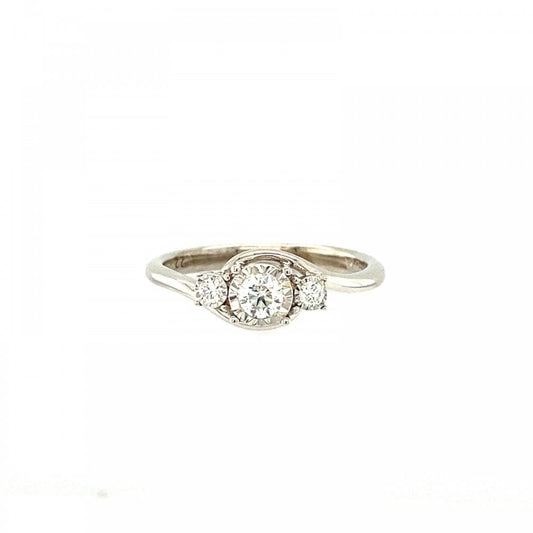 9ct White Gold 3 Stone Diamond 0.22ct Ring