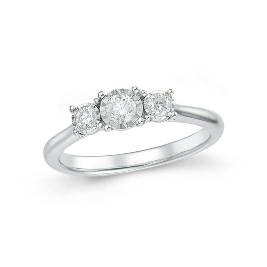 9ct White Gold 3 Stone Diamond 0.26ct Ring