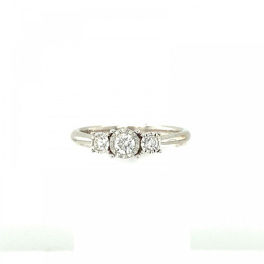 9ct White Gold 3 Stone Diamond Ring