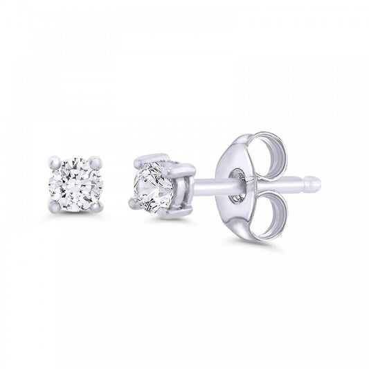 9ct White Gold 4 Claw 0.25ct Diamond Stud Earrings