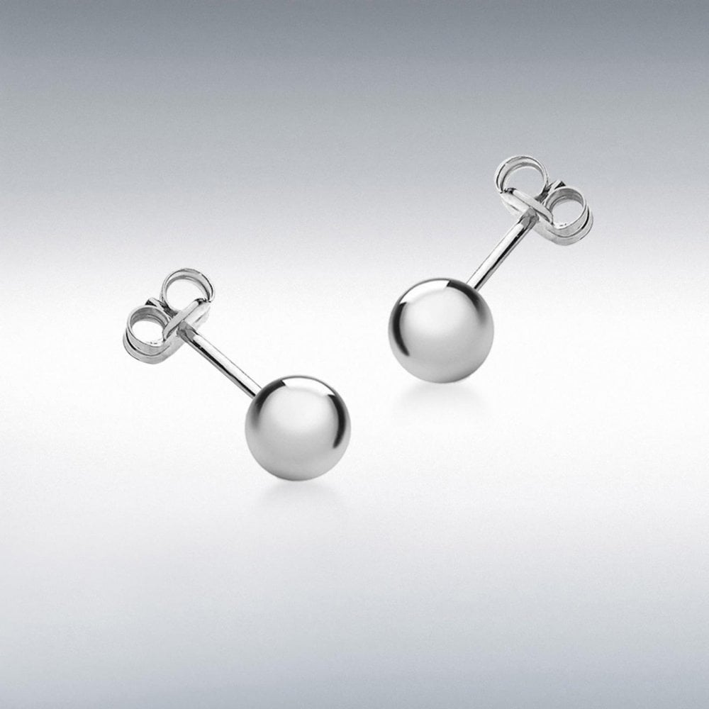 9ct White Gold 6mm Ball Stud Earrings