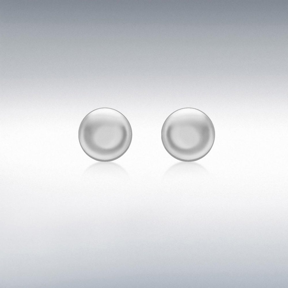 9ct White Gold 7mm Button Earrings