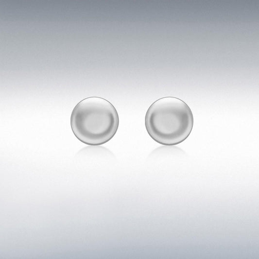 9ct White Gold 7mm Button Earrings
