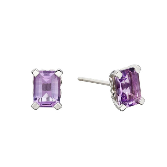 9ct White Gold Amethyst Stud Earrings