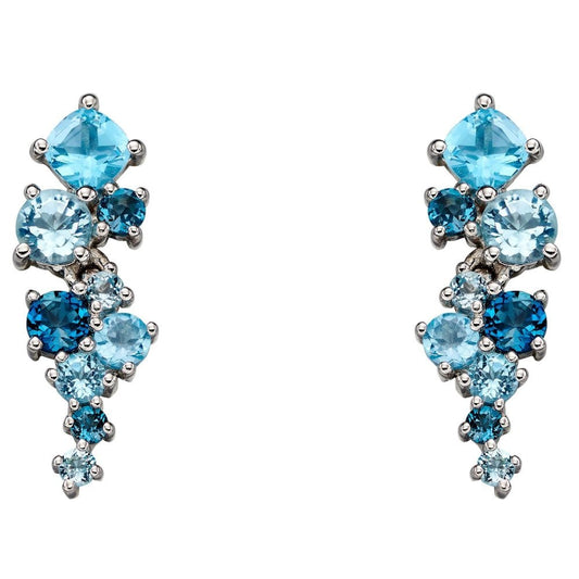 9ct White Gold Blue Topaz Drop Earrings
