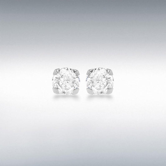9ct White Gold CZ 5mm Stud Earrings