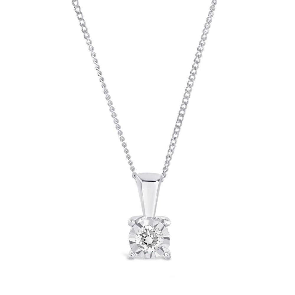 9ct White Gold Diamond 0.10ct Pendant