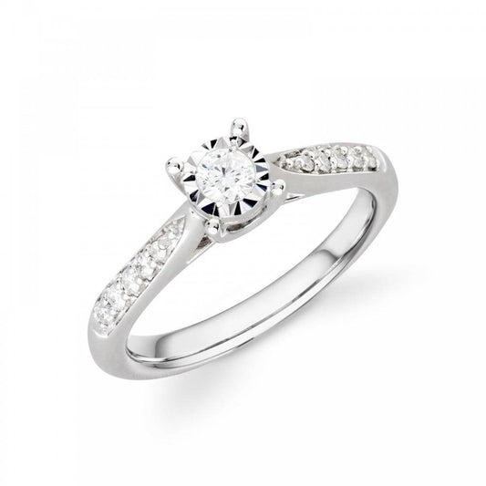 9ct White Gold Diamond 0.10ct Ring