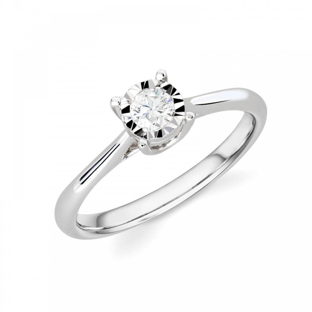 9ct White Gold Diamond 0.10ct Ring Size M