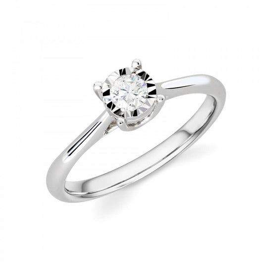 9ct White Gold Diamond 0.10ct Ring Size M
