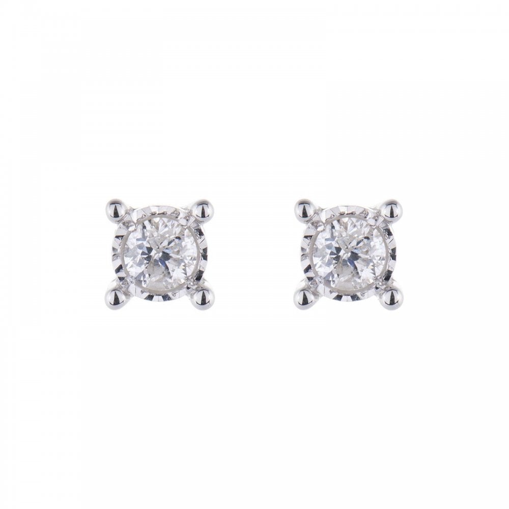 9ct White Gold Diamond 0.10ct Stud Earrings