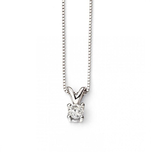 9ct White Gold Diamond 0.15 Solitaire Pendant