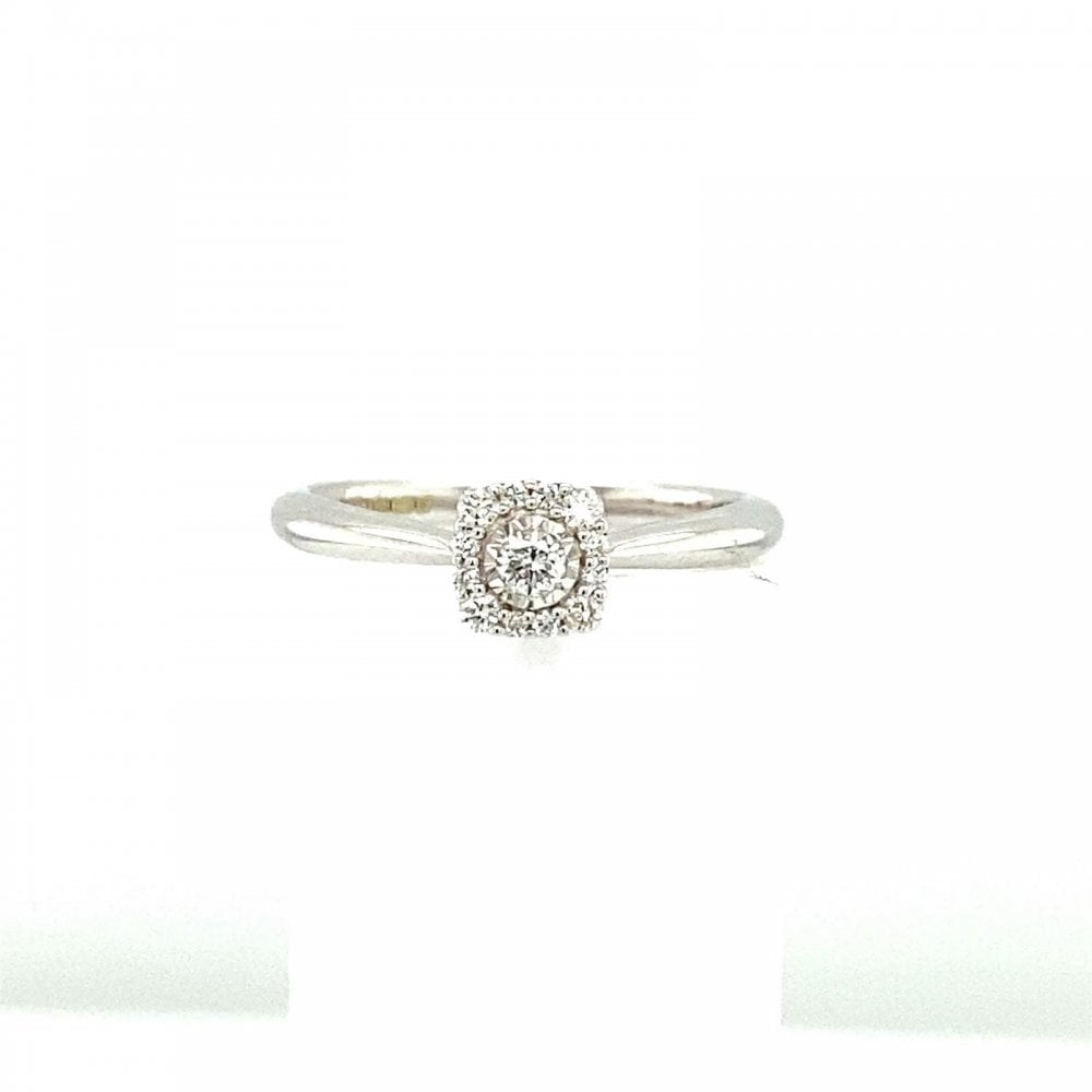 9ct White Gold Diamond 0.16 Cluster Ring