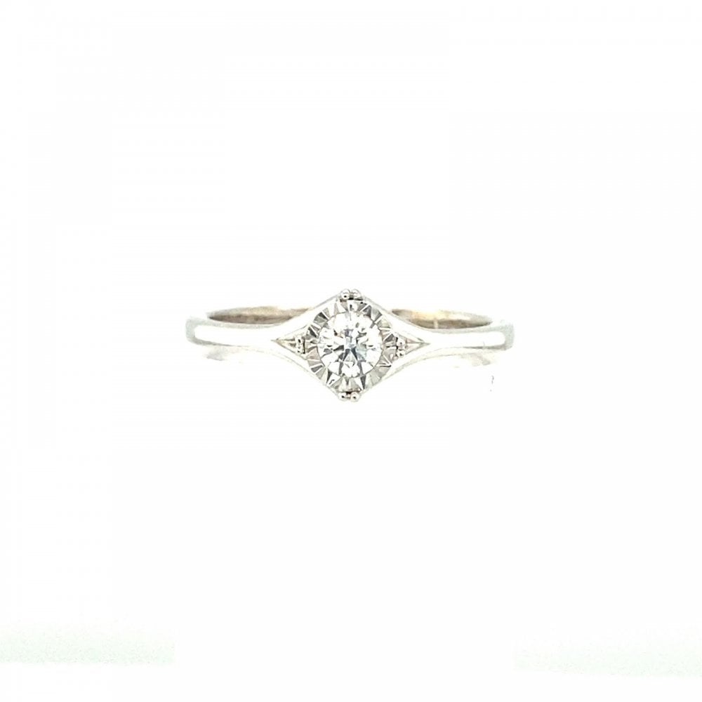 9ct White Gold Diamond 0.16 ct Solitaire Ring