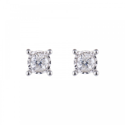 9ct White Gold Diamond 0.16ct Stud Earrings