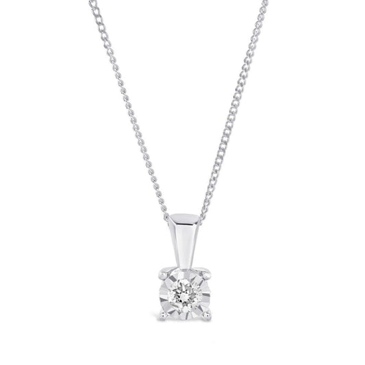9ct White Gold Diamond 0.17ct Pendant