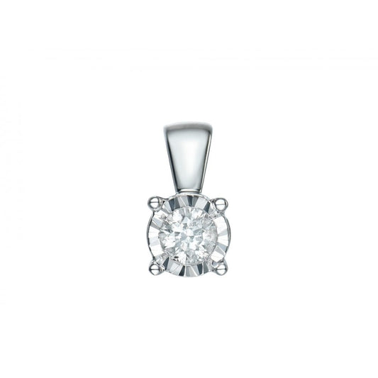 9ct White Gold Diamond 0.17ct Pendant